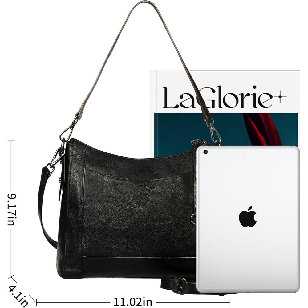 Women Black Genuine leather Imported Purses Handbag Crossbody Bags - Picture 3 of 7